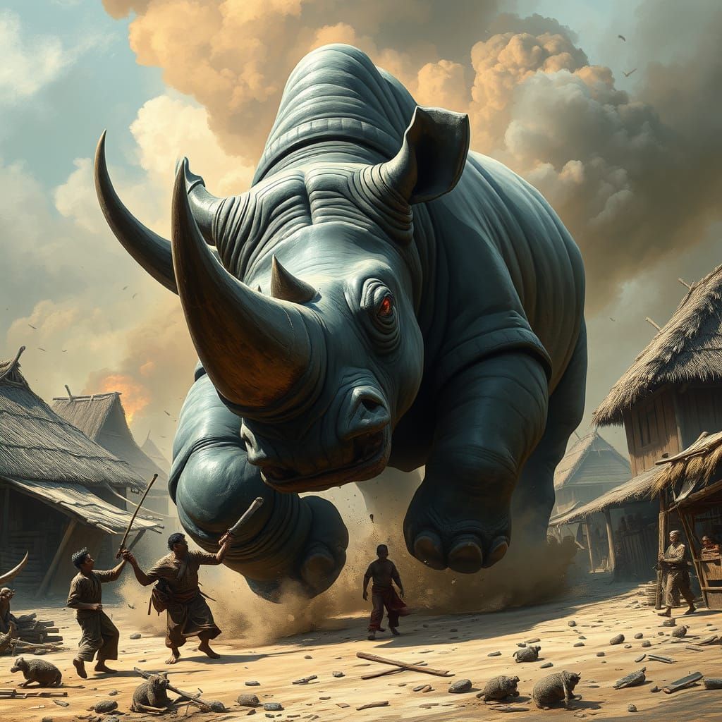 Ferocious Rhino Rampage Through Village