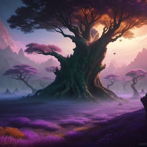 Mystical Tree in Zanar, Digital Matte Painting