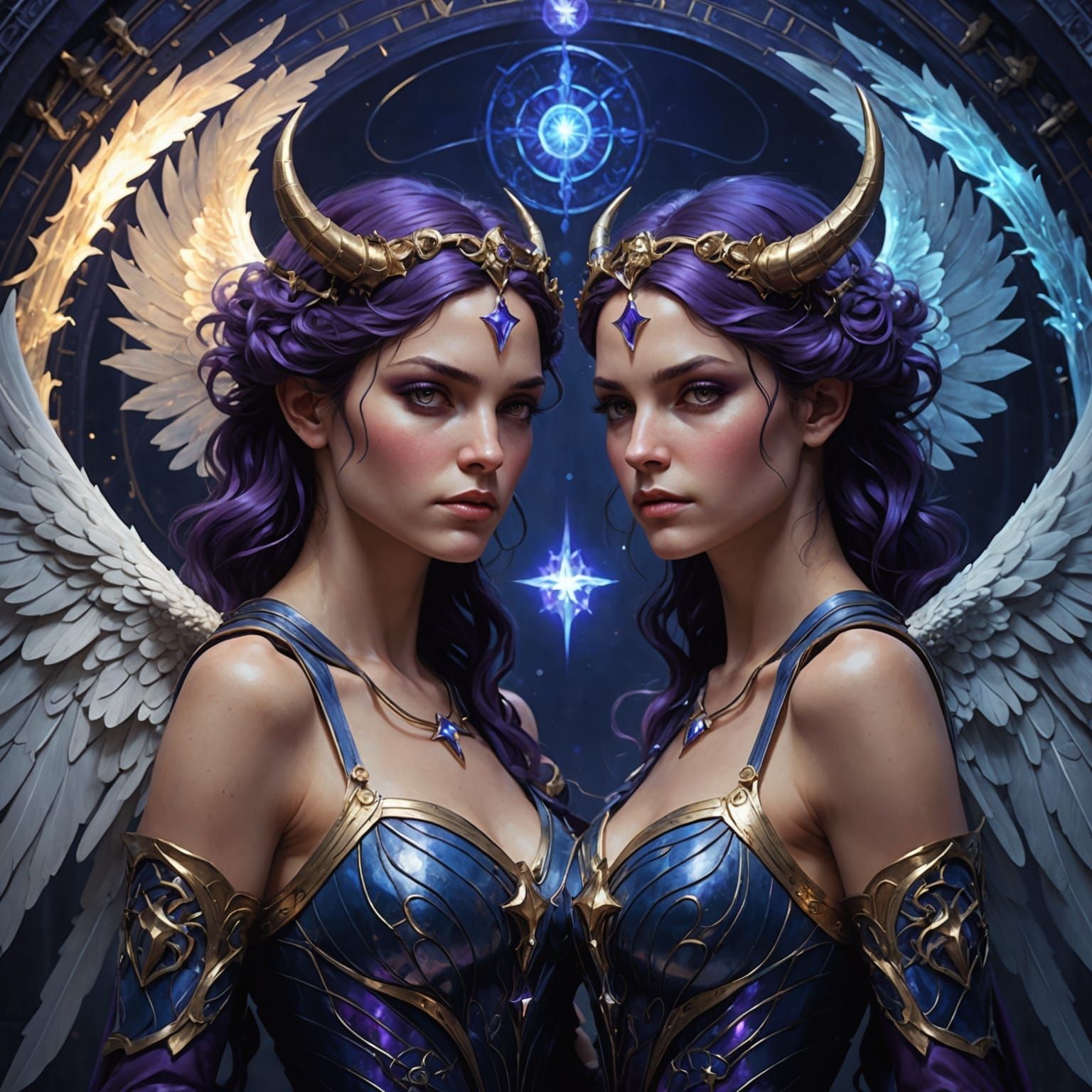 Angelic and Demonic Gemini Twins in Dark Fantasy