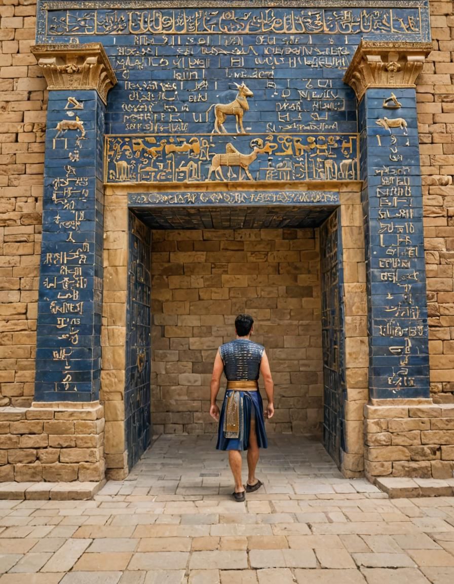 Ishtar Gate of Babylon with Guards and Inhabitants