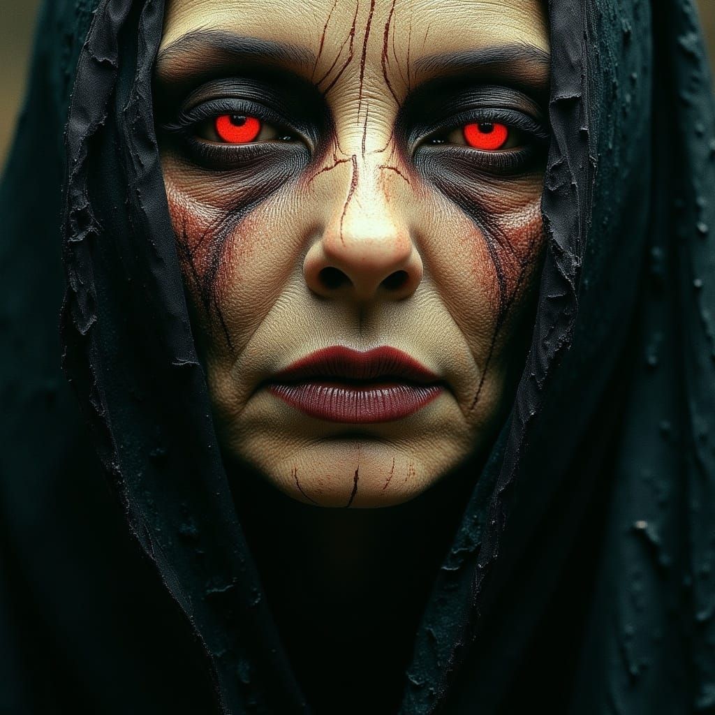 An old woman's face,