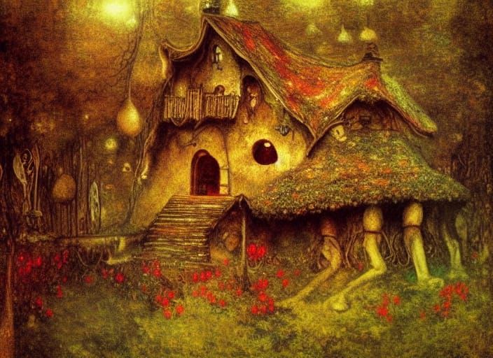 Baba Yaga's Hut in a Magical Forest