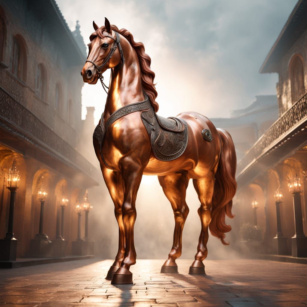 Copper Horse Masterpiece in Golden Courtyard
