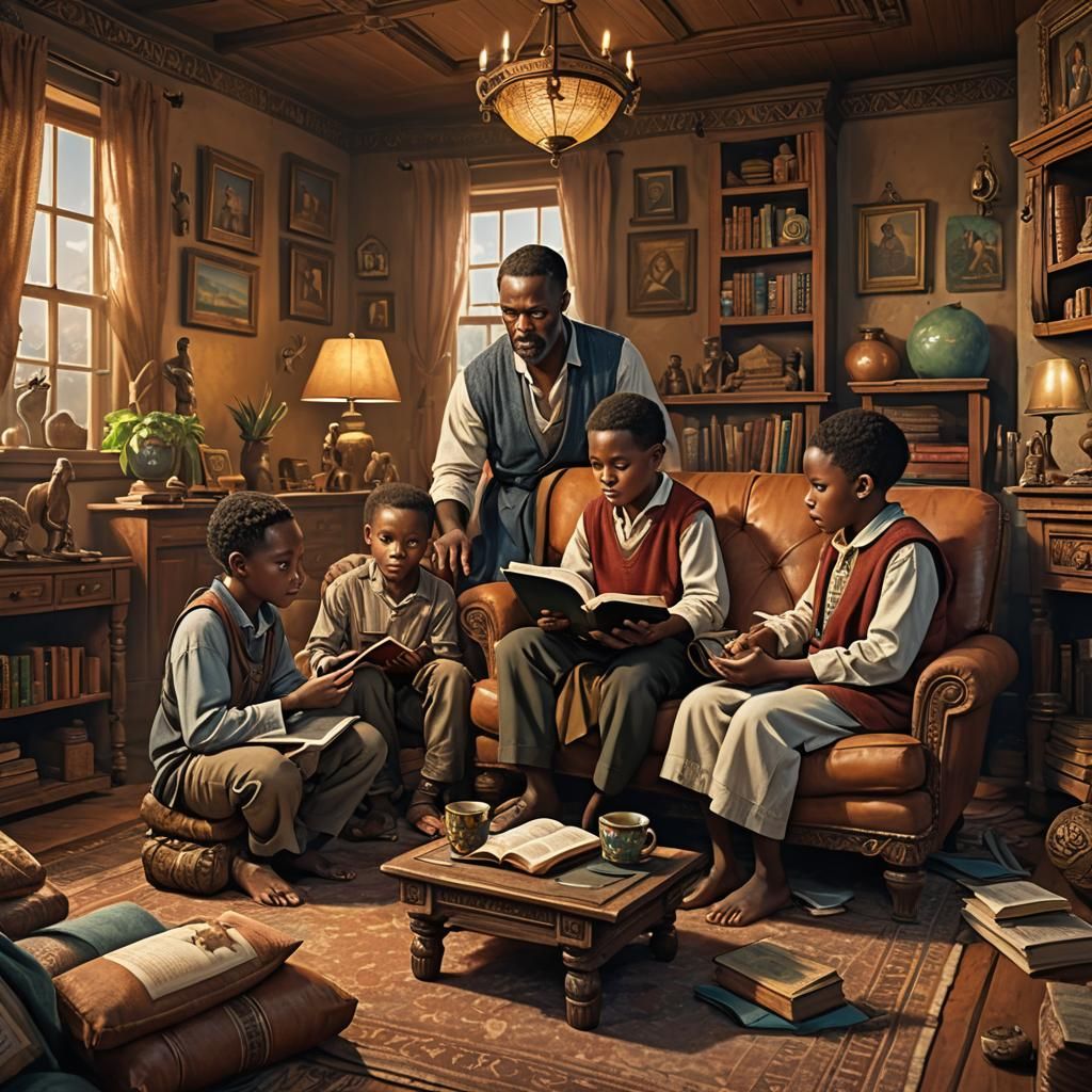 Family Bible Story in Cozy Living Room