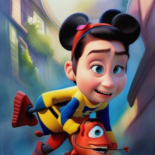 Pixar-Style Watercolor Painting Inspired by Disney