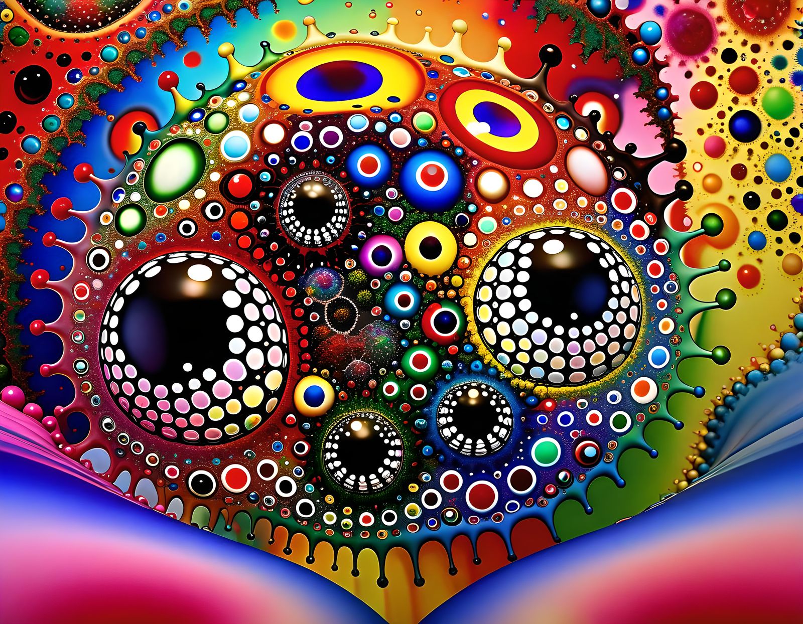 Rainbow Fractal Faces in Vivid Hues