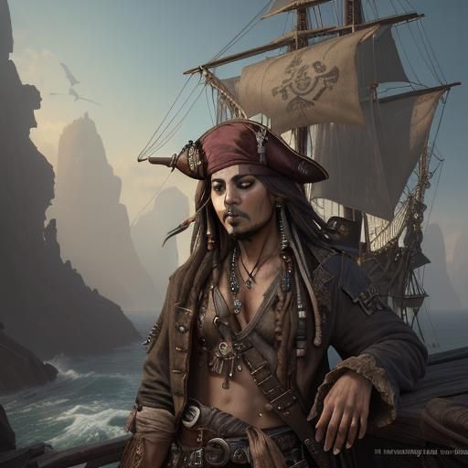Detailed Matte Painting of Jack Sparrow