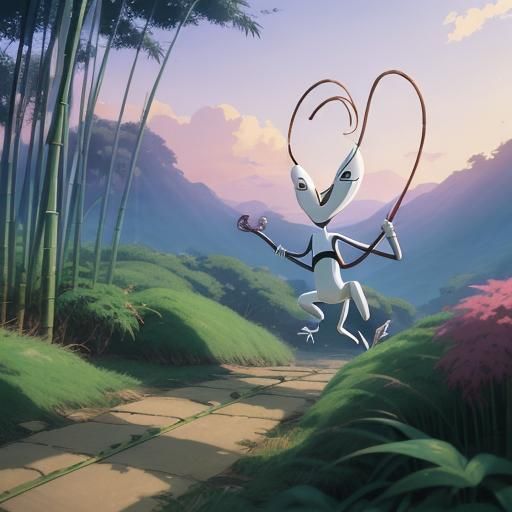 Bamboo Earthworm Jim Laughing: Studio Ghibli Anime