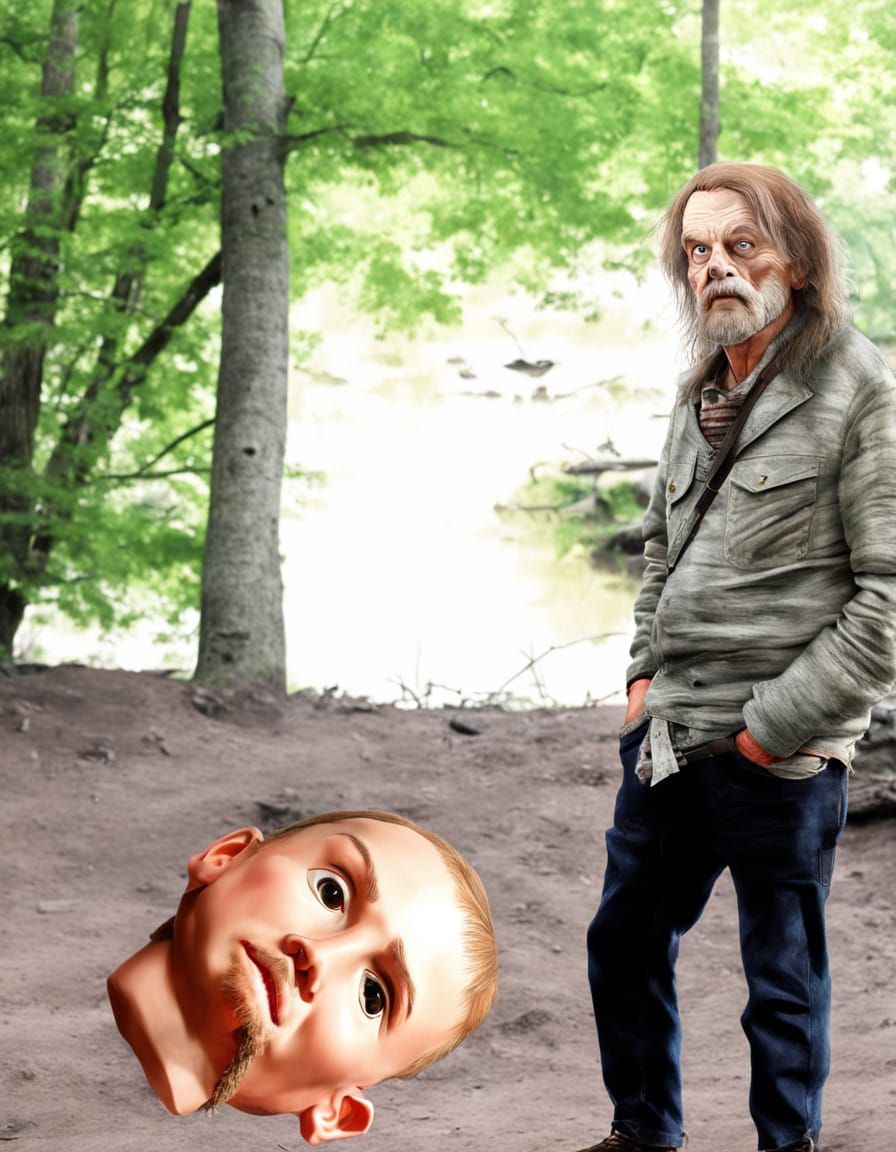 Bizarre Hillbilly Statue in Photorealistic Style