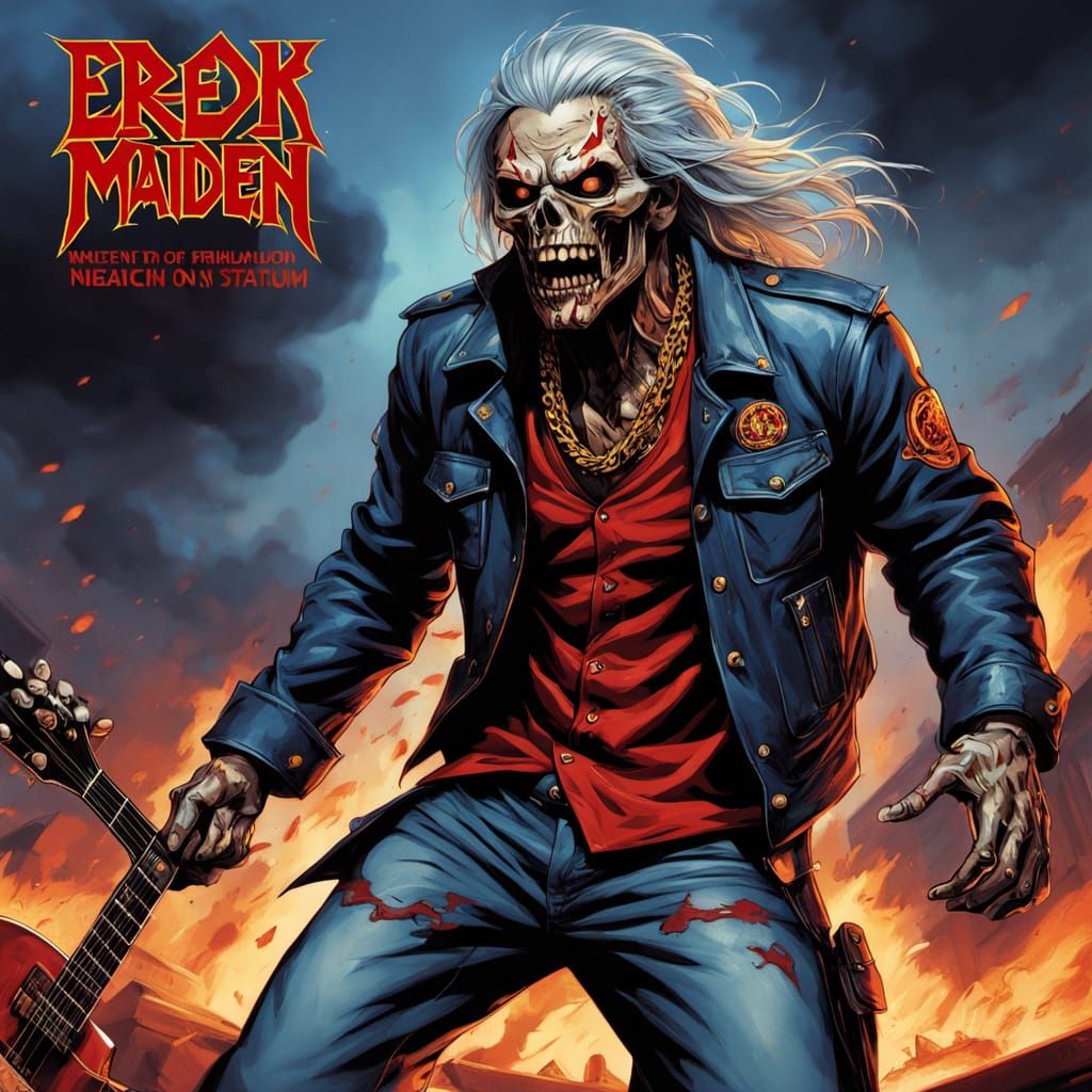 Heavy Metal Album Cover Art in Comic Book Style