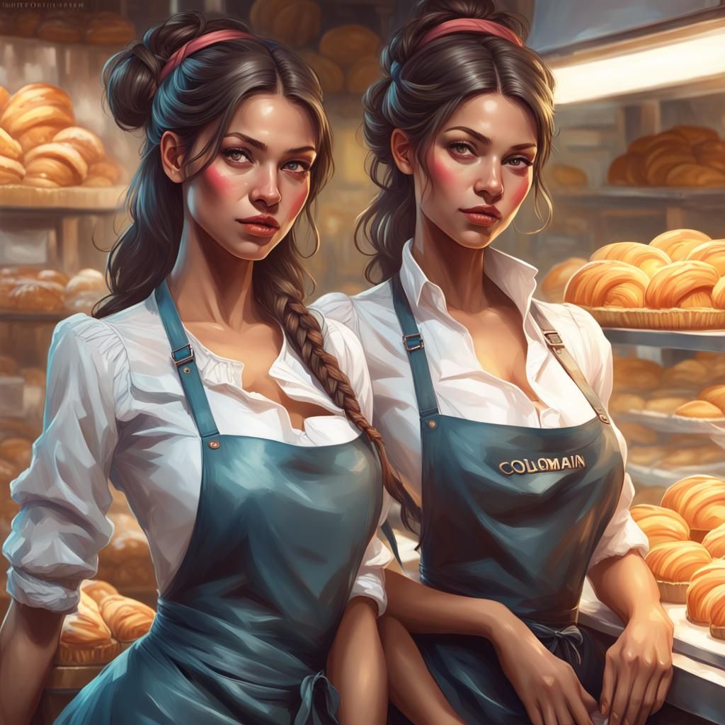 Colombian Women Work in Bakery: 8k Digital Art