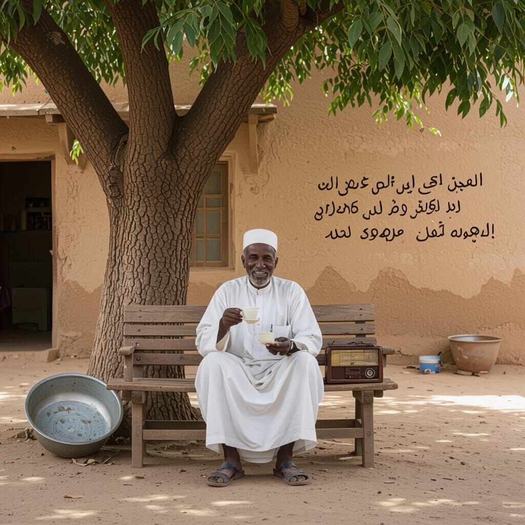 Uncle Zoulfo Enjoys Tea in a Sudanese Courtyard