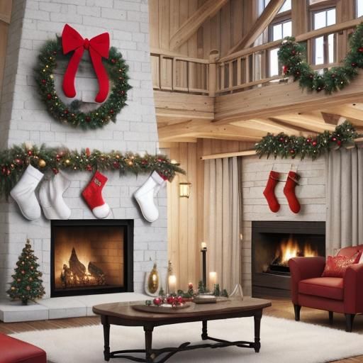 Festive Christmas Fireplace Background