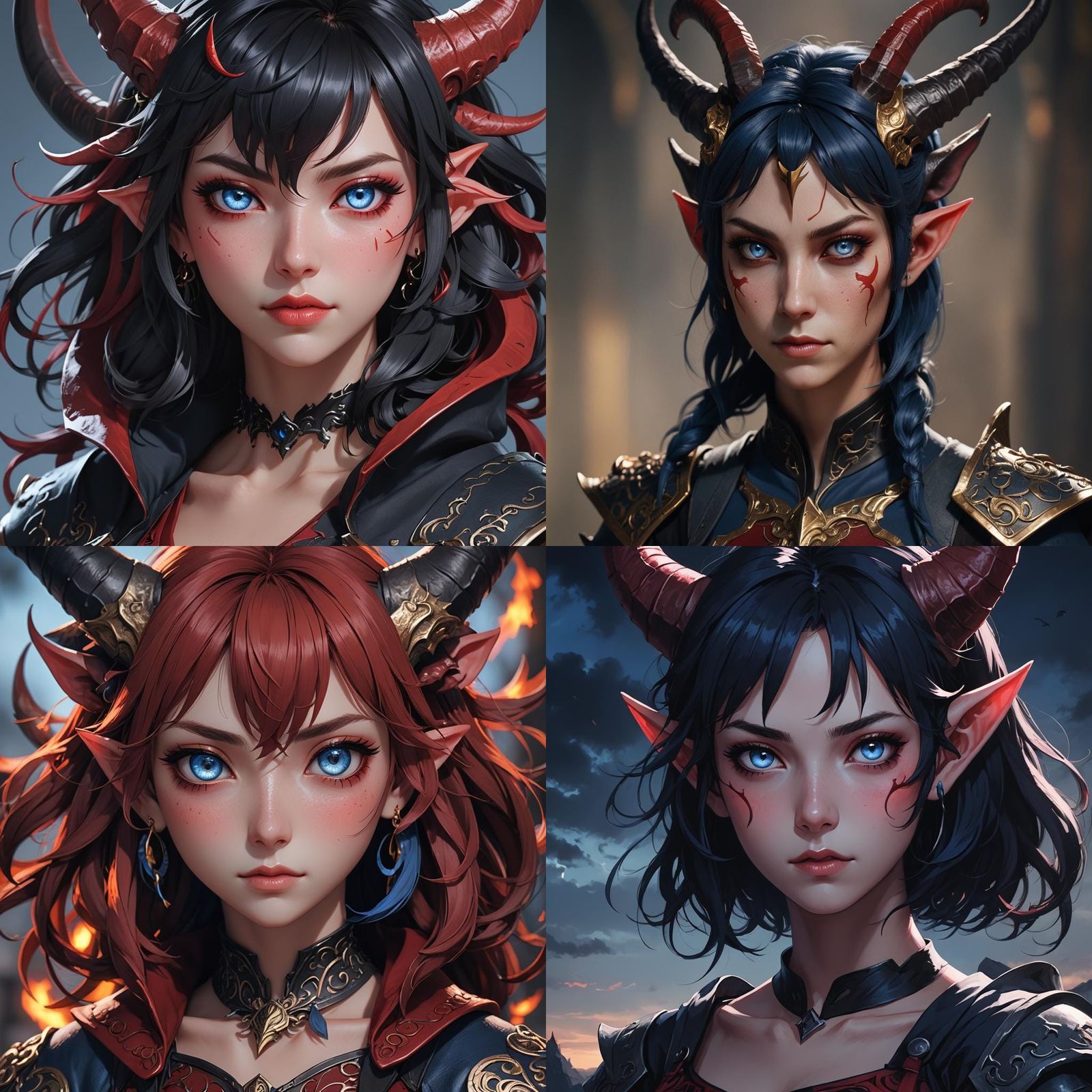 Tiefling Girl with Horns in 3D Anime Art