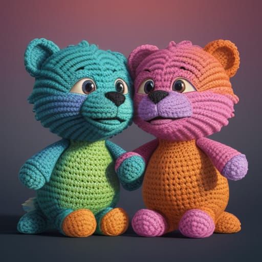 Stunning 4K Crocheted Teddy Bear in Vibrant Gradient Hues