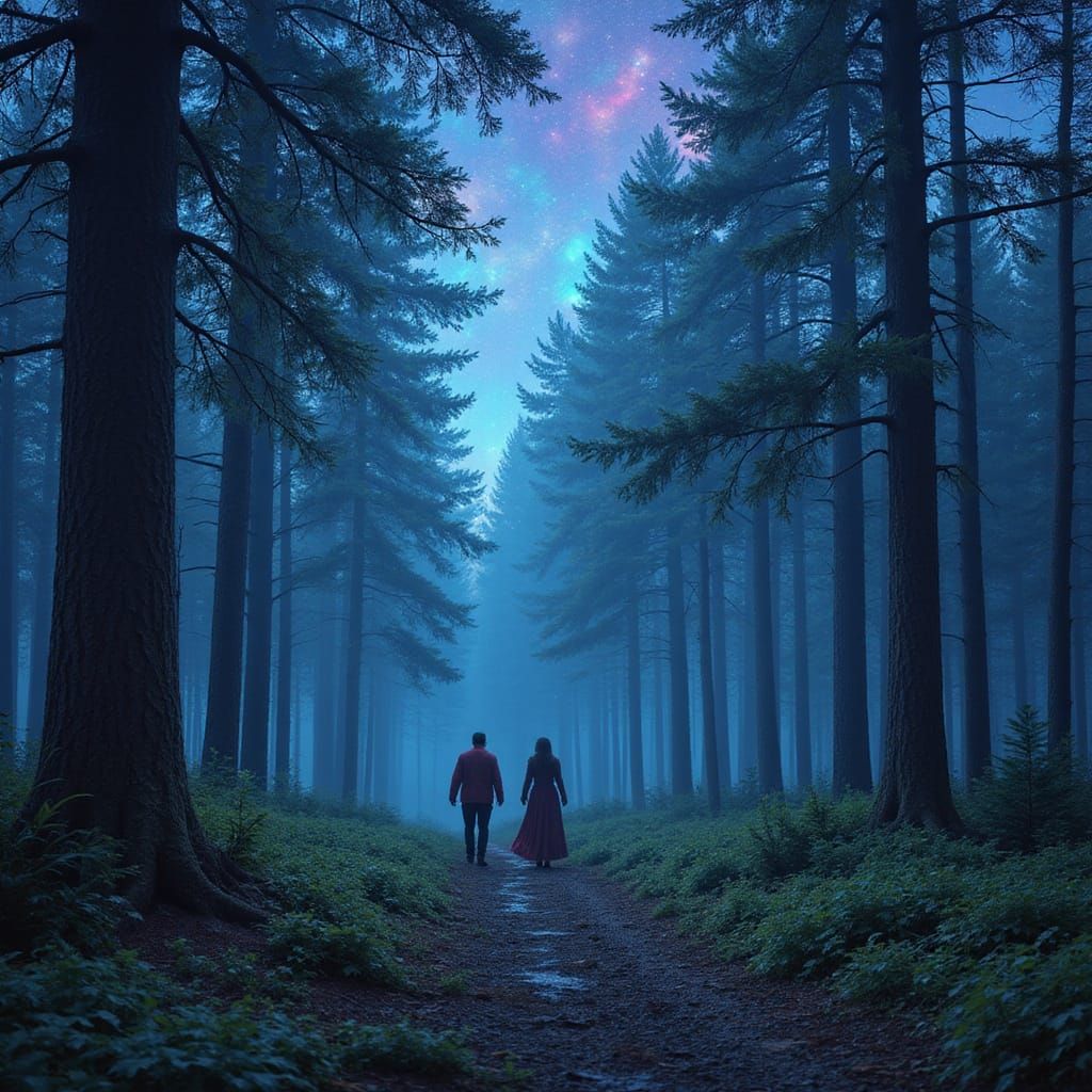 Mystical Fae-Forest Under Iridescent Lights