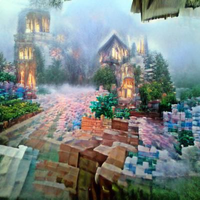 Minecraft Landscape in Ethereal Fantasy Style