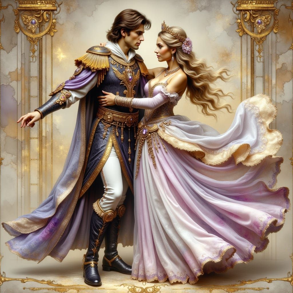 Royal Ballerina in Whimsical Pastel Colors