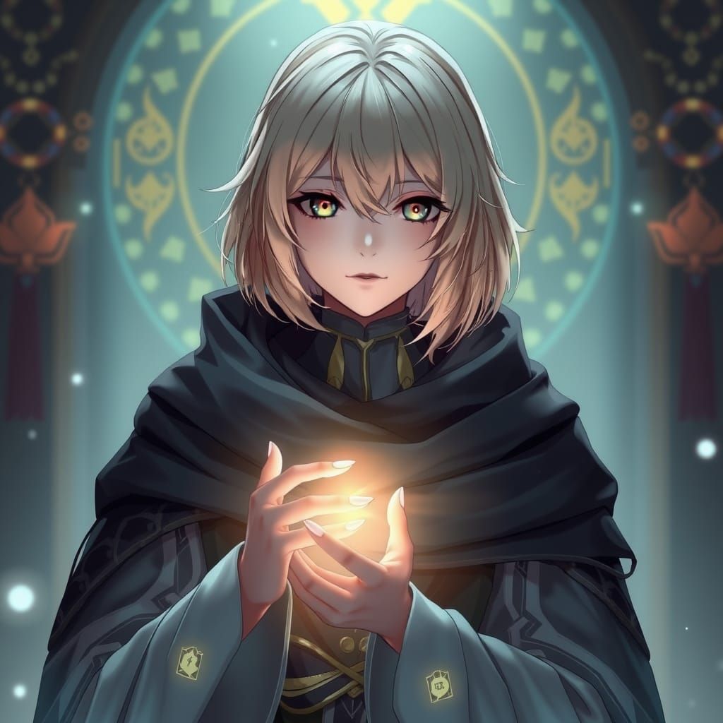 Elegant Healer Character in Anime Art Style