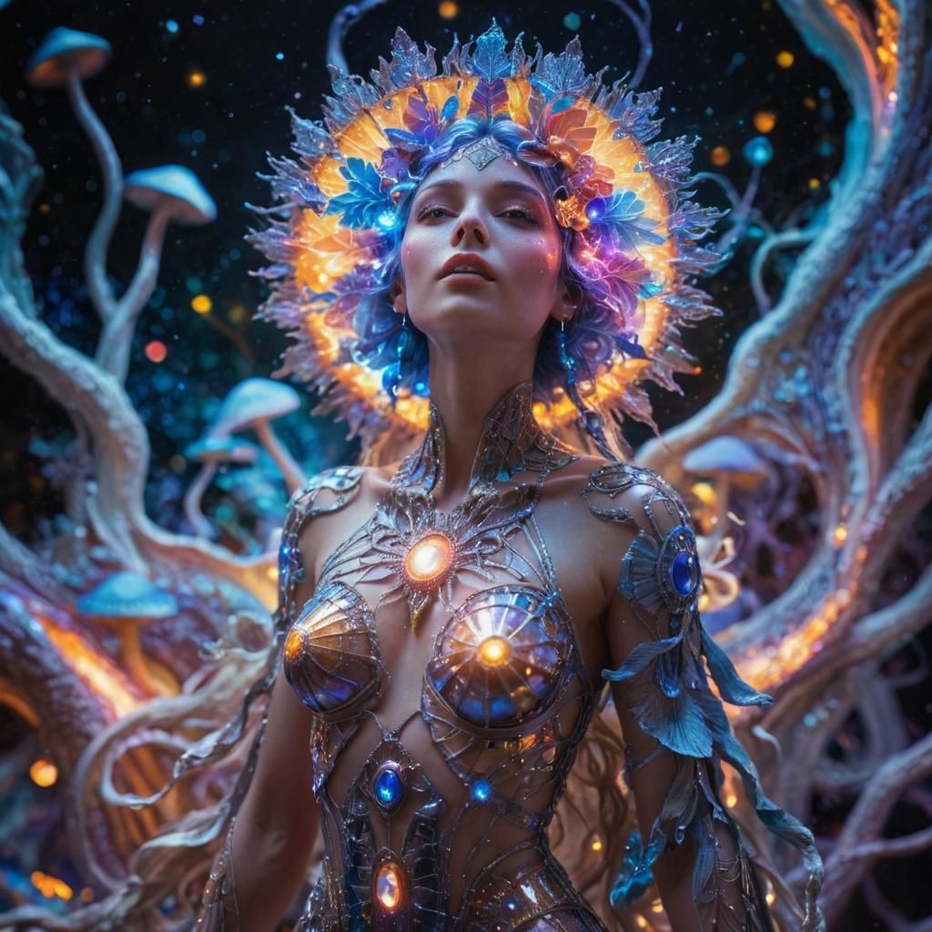 Psychedelic Goddess in Cosmic Astral Visionary Art
