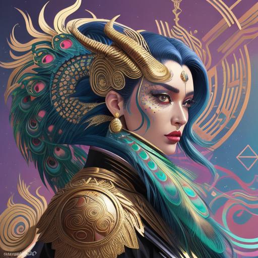 Pop Art Portrait: Woman with Dragon Serpent Body