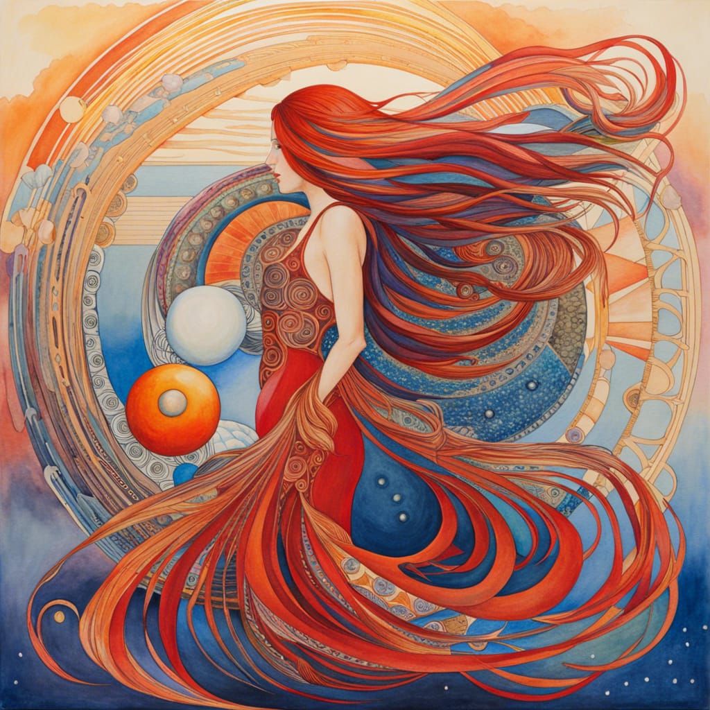 Esoteric Desert Scene in Watercolor Style