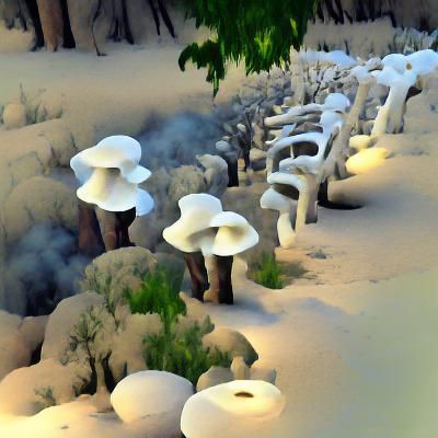 Burning Mushroom Forest with Ambient Occlusion