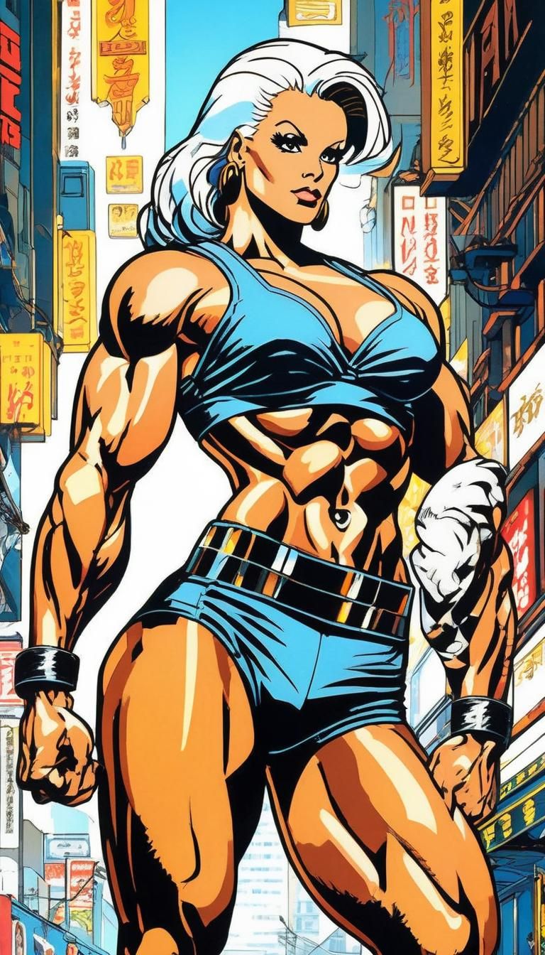 Anime Portrait of Rachel McLish as Streets of Rage Character