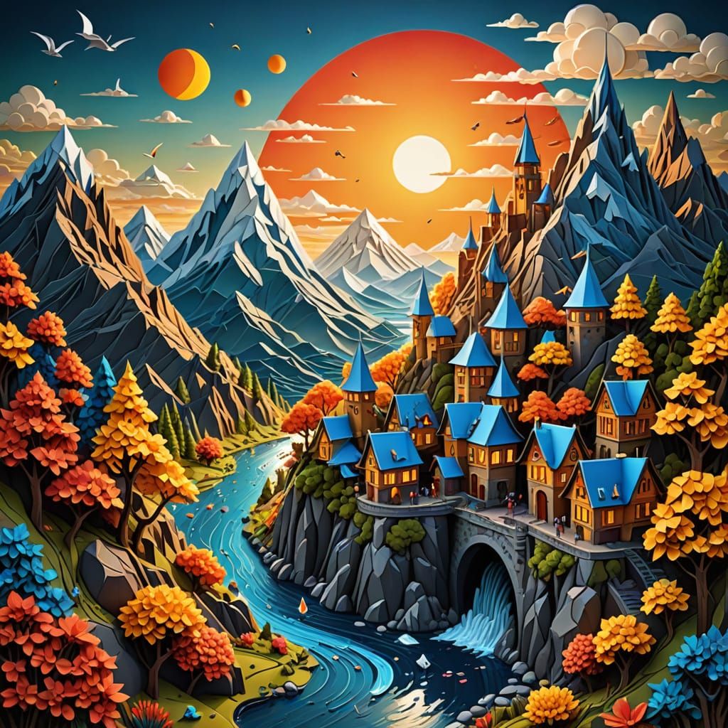 Origami Fantasy World of Paper Castles and Cities