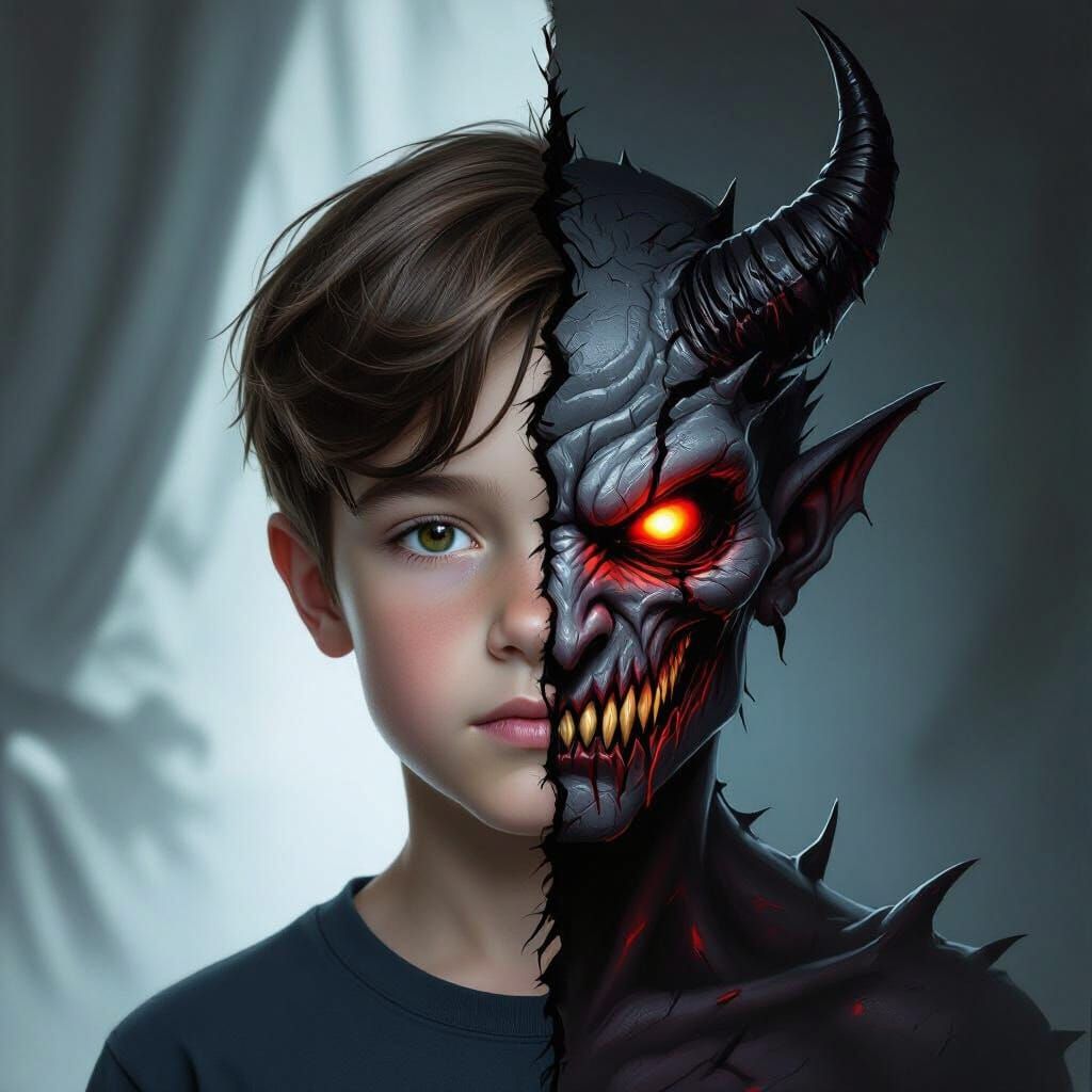 Dual-Faced Boy: Human Meets Monstrous Form