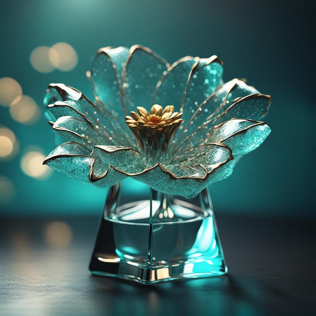 Shattered Glass Flower in Ethereal Fantasy Style