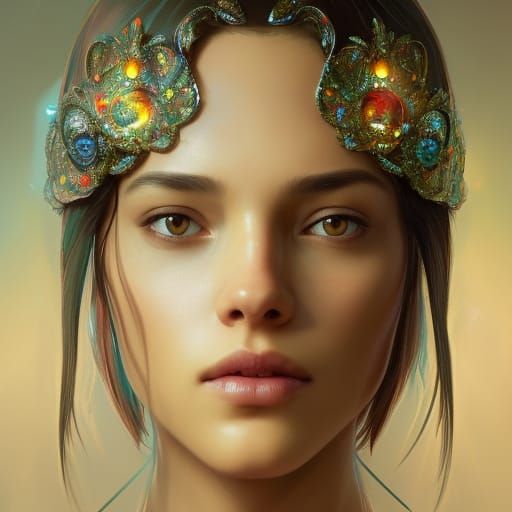 Bejeweled Portrait in Art Nouveau Style