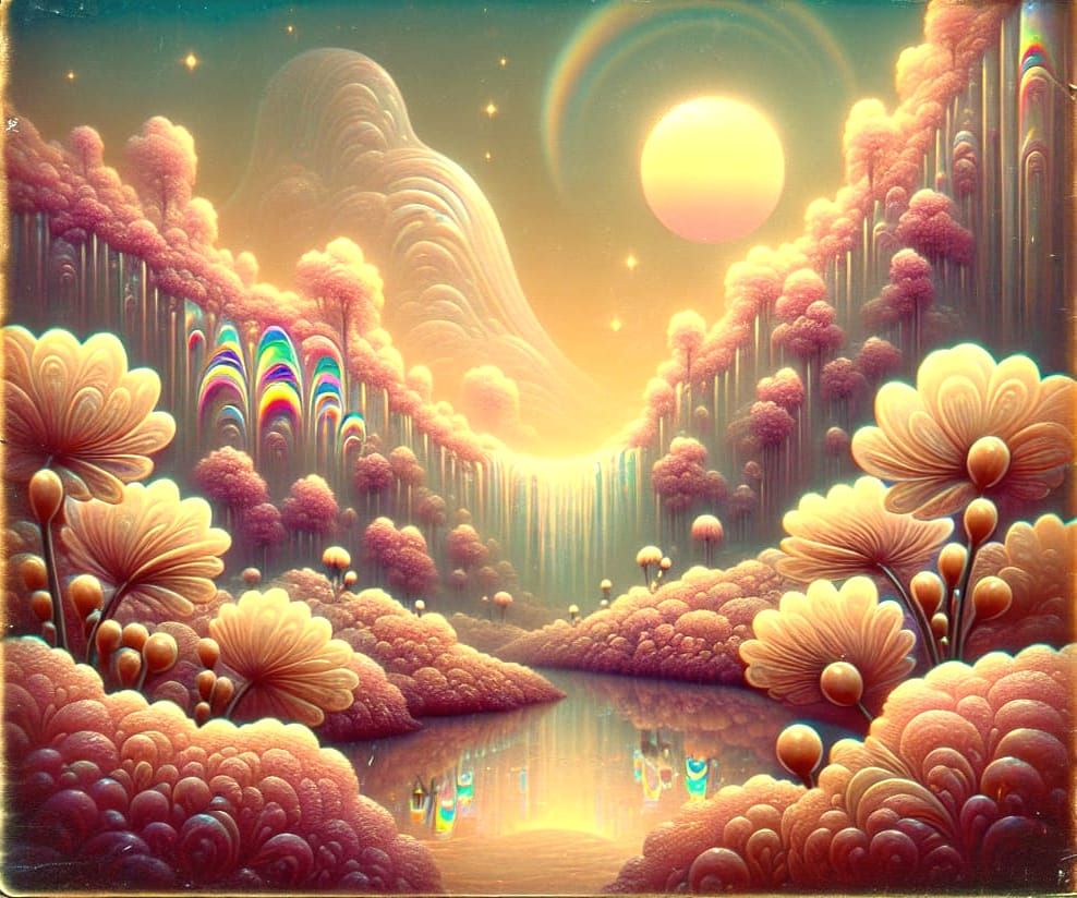 Opalescent Dreamscape in Ultra 3D Polaroid Style