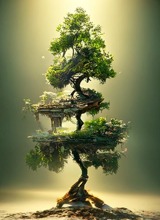 Hyperrealistic Bonsai Tree with Volumetric Lighting