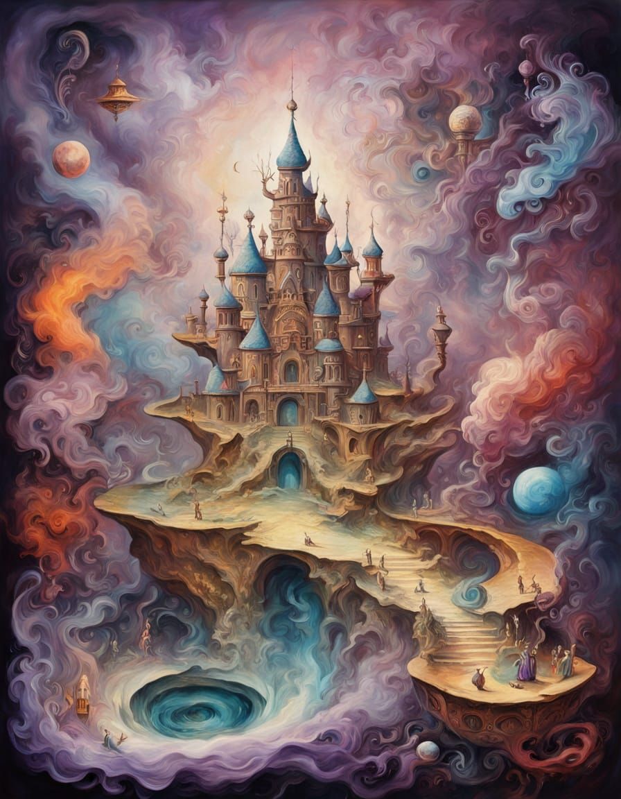 Surreal Genie Emerges From Pencil Smoke in Oil Painting