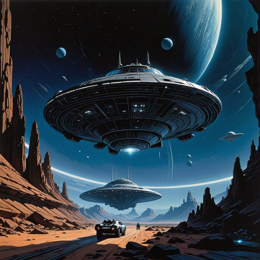 Massive Starship Descends Upon Rocky Planet in the Milky Way...