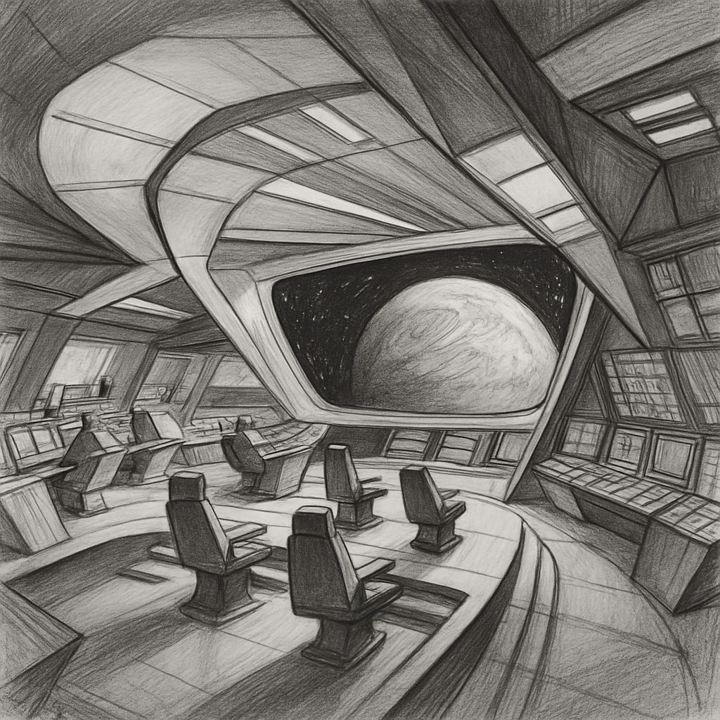 Starship Bridge Sketch in Expressionist Style