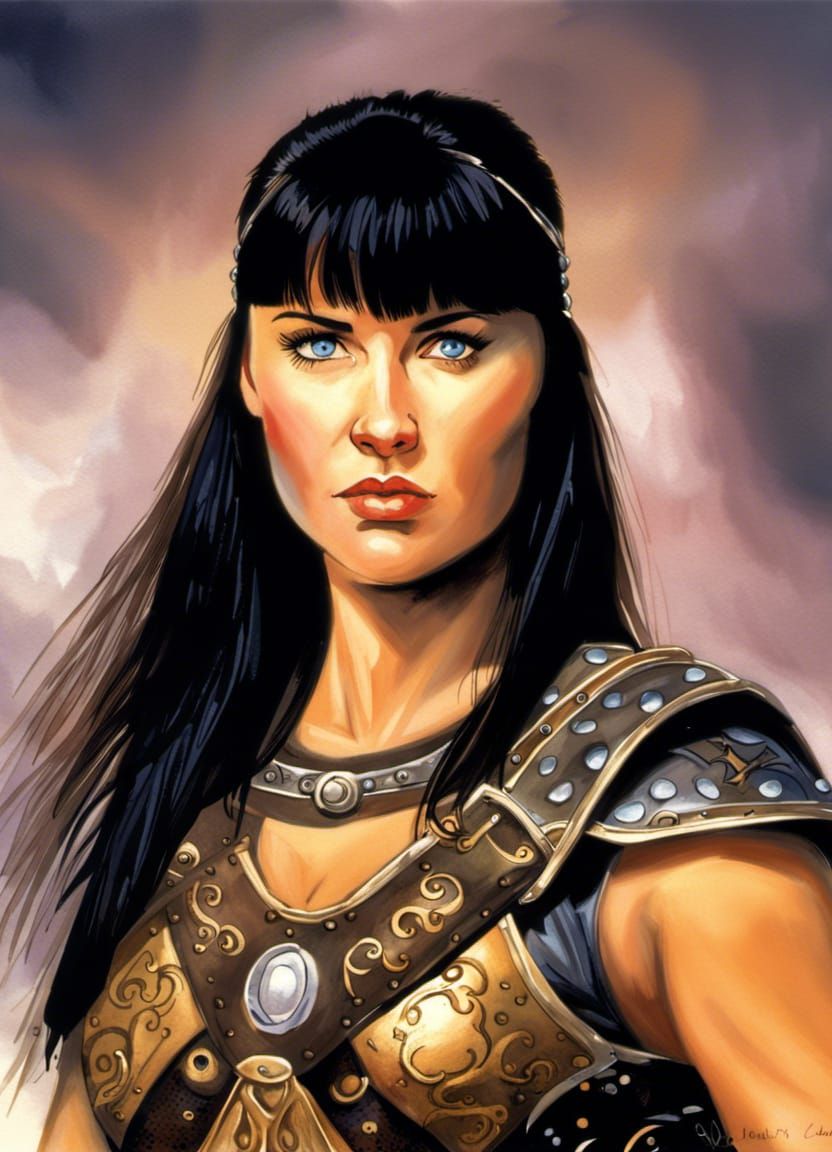Xena Warrior Princess Portrait in Digital Art Style