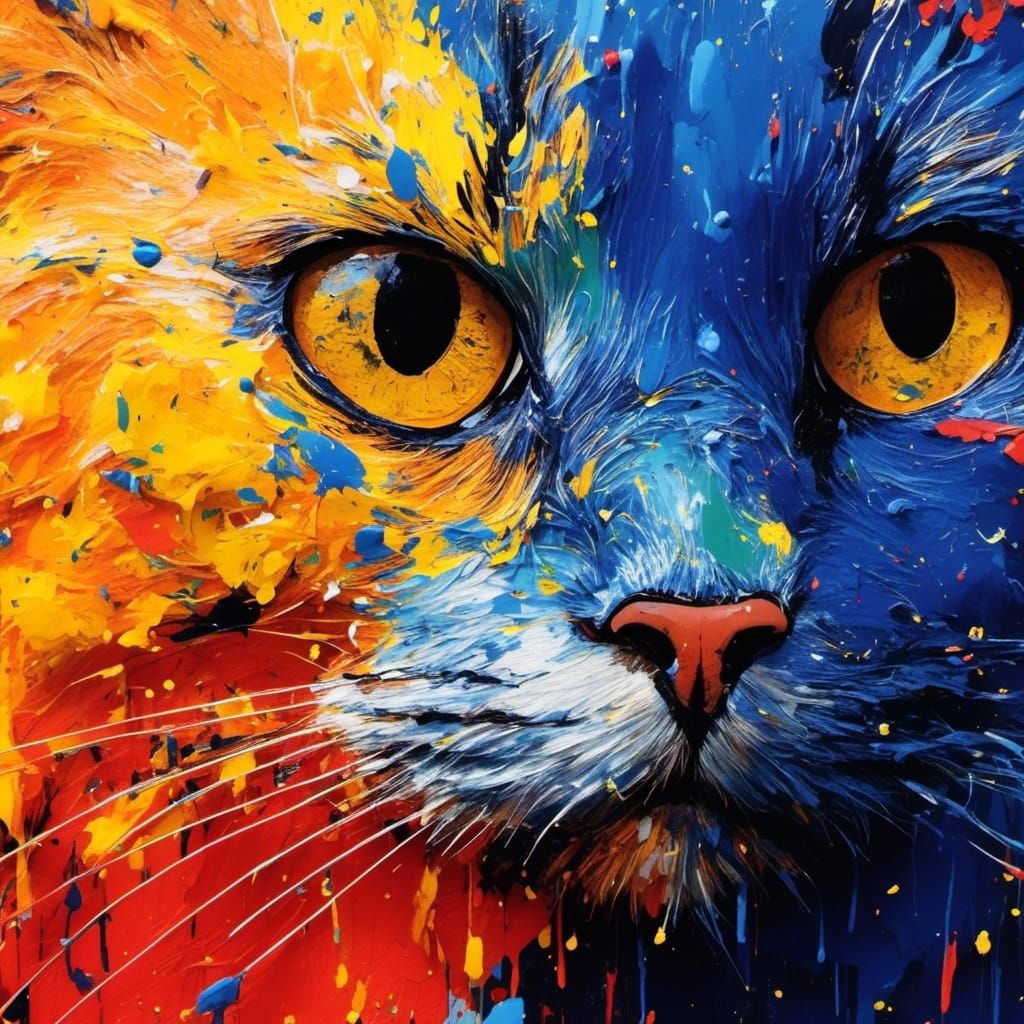 cat face running paint