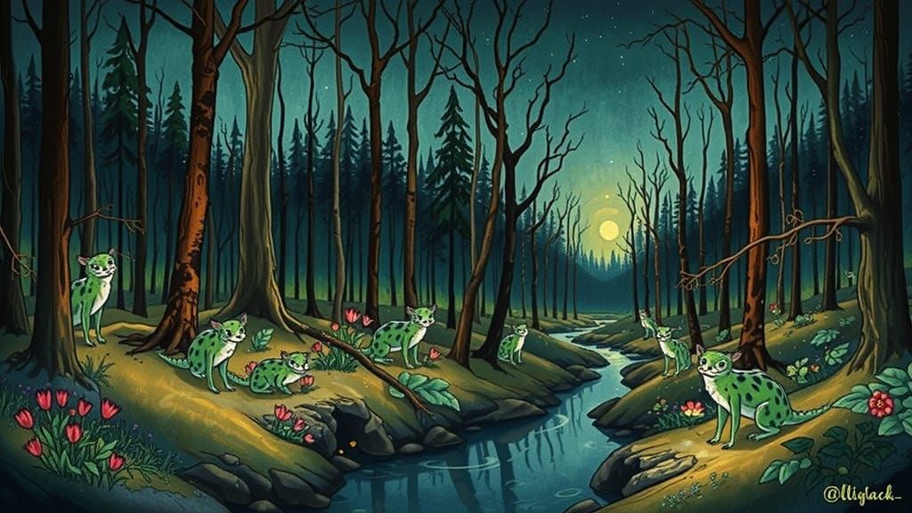 Vibrant Forest Creatures in Watercolor Style