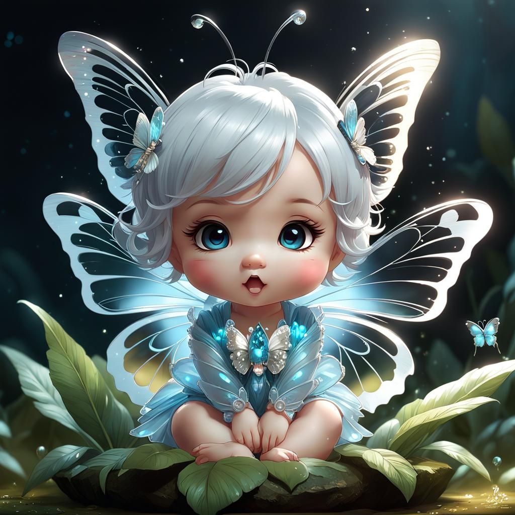 Cute Chibi Butterfly Baby: Detailed Digital Art