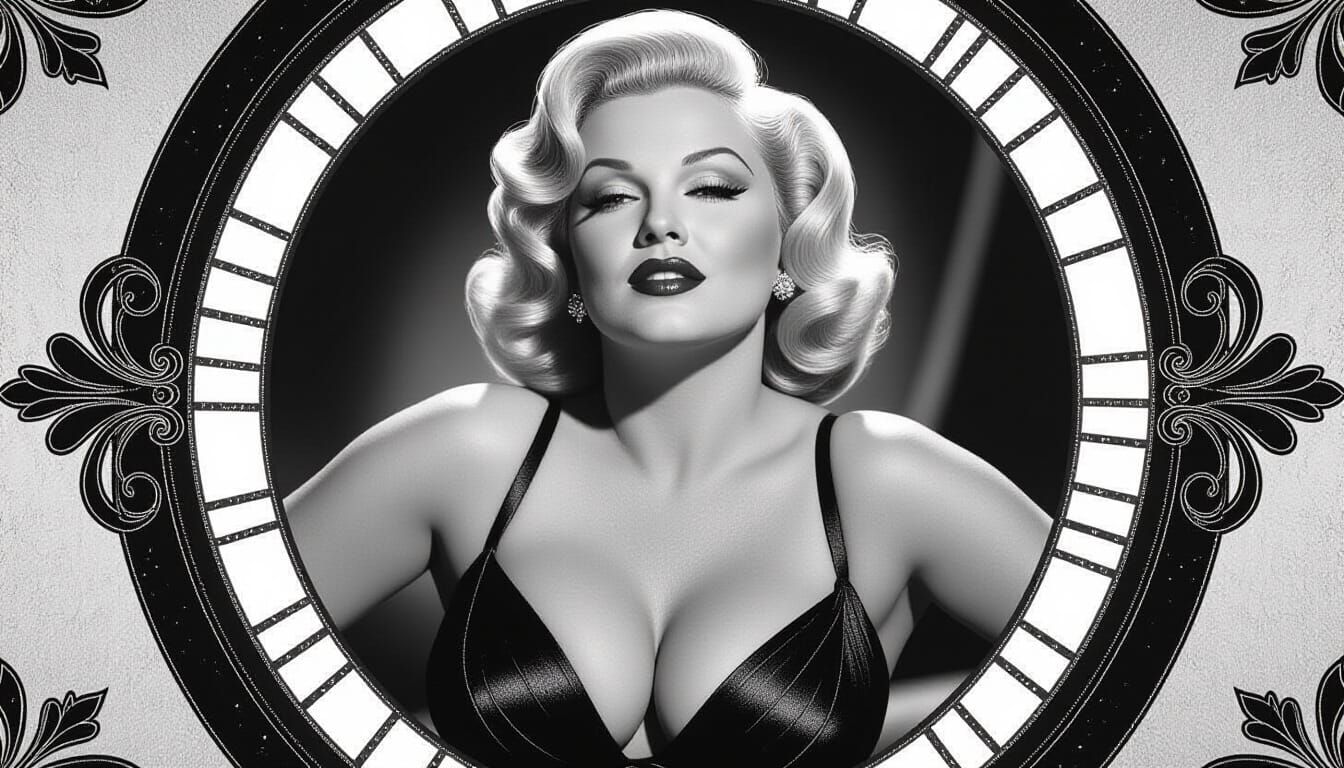Mae West Film Noir Portrait in Black and White