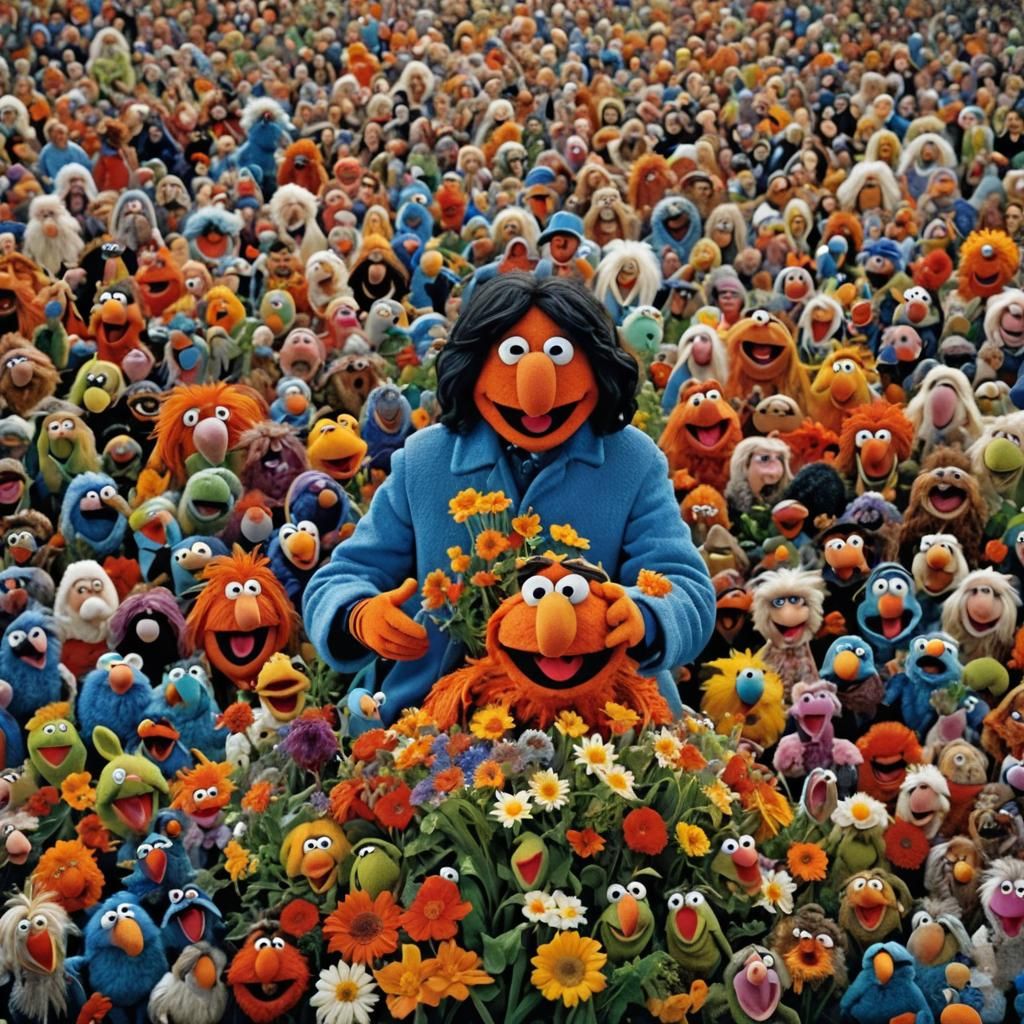 Beautiful Woman with Fisheye Lens in Orange and Blue