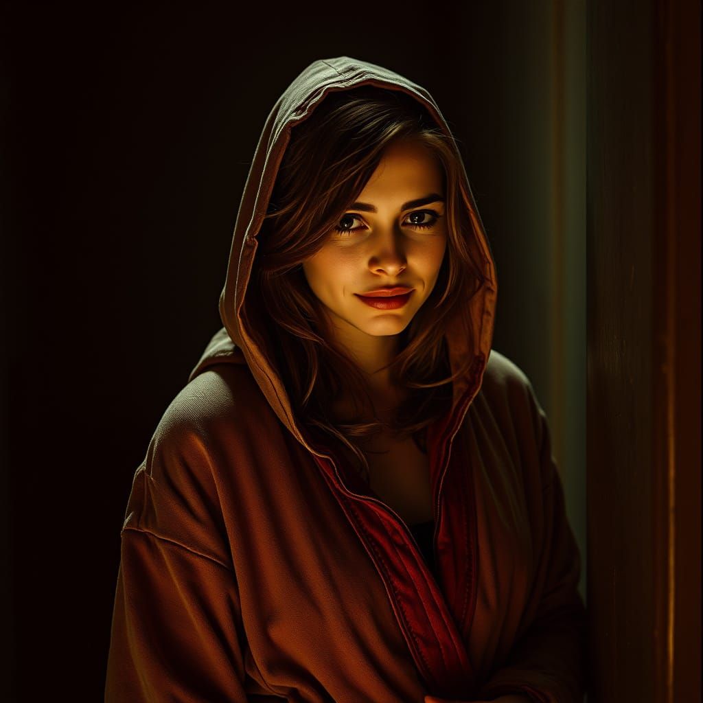 Elegant Female Boxer in Dimly Lit Corner