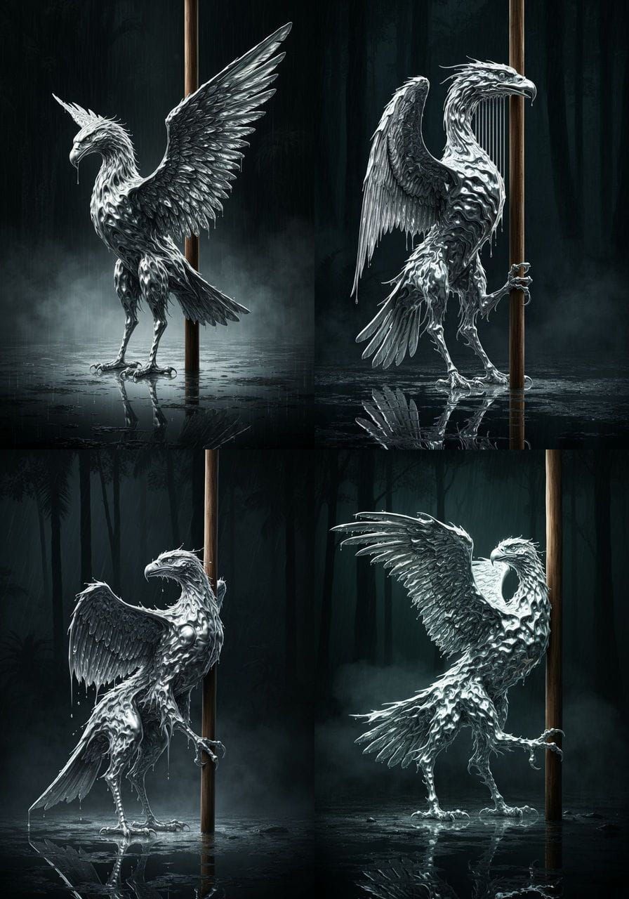 Mercury Harp Eagle in Dark Fantasy Style