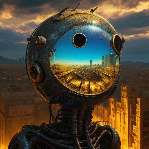 Surreal Alien in Abandoned City, Salvador Dali Style