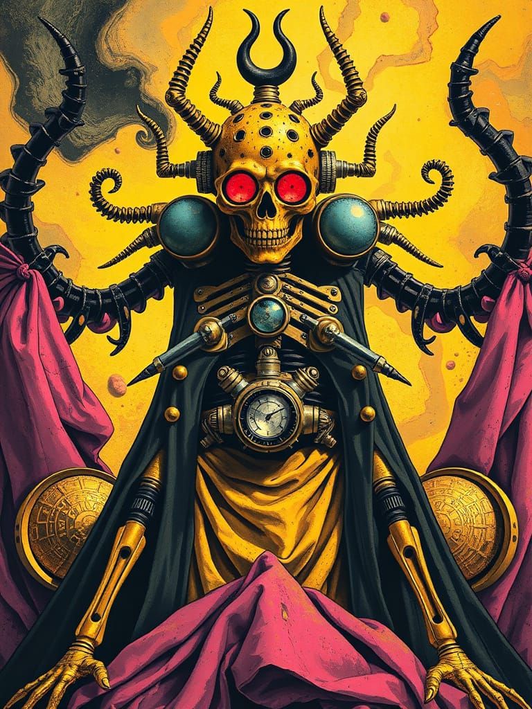 Mechanoid Hastur in Neo-Expressionist Aetherpunk Dreamscape