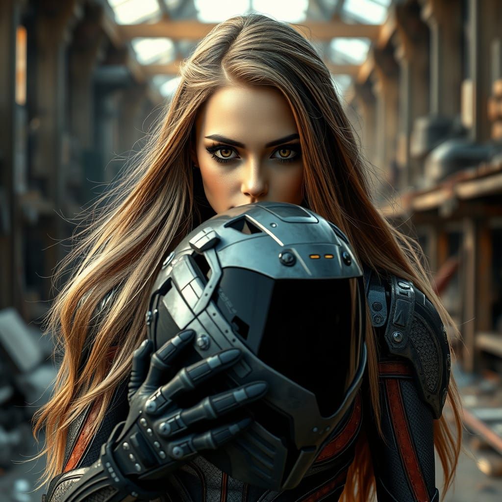 Princess Sara in Robot Suit, Hyper-Realistic Portrait