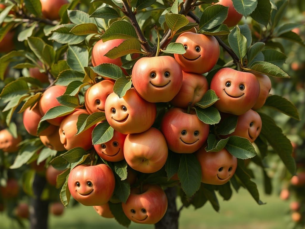 Friendly Apple Harvest in Whimsical Style