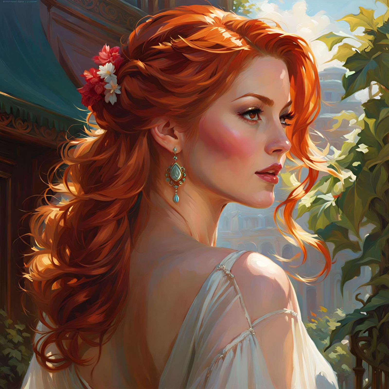 Gorgeous Redhead Portrait in Fantasy Art Style